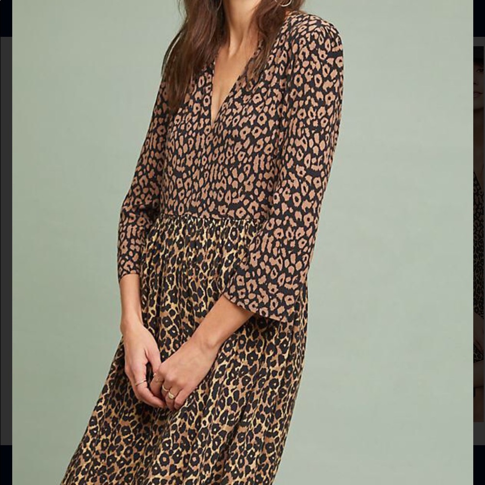 Anthropologie Maeve Leopard Print Mini Dress